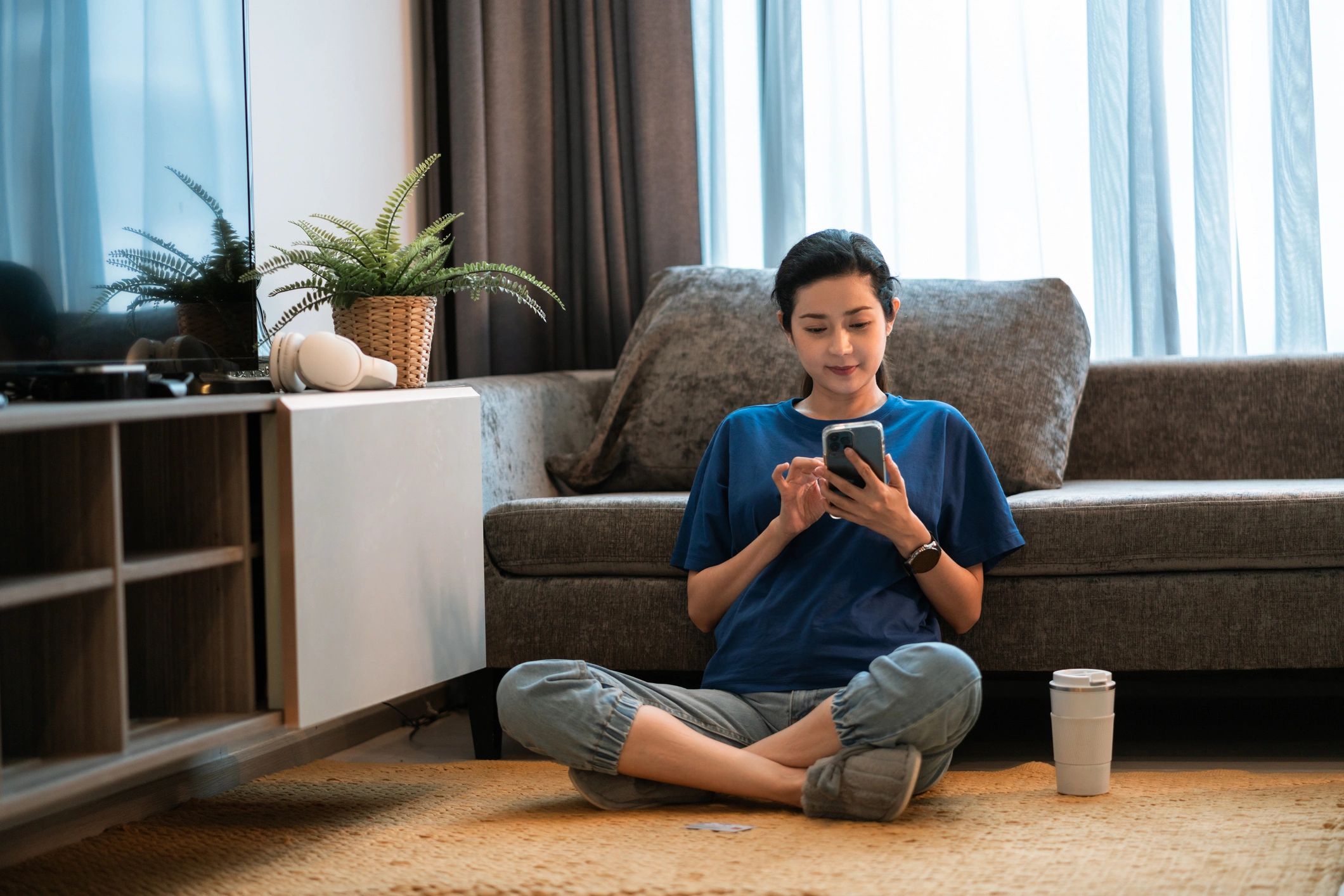 Customer shopping online on mobile phone